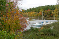 Squam Lake, NH - Lake with Boats - Fall
